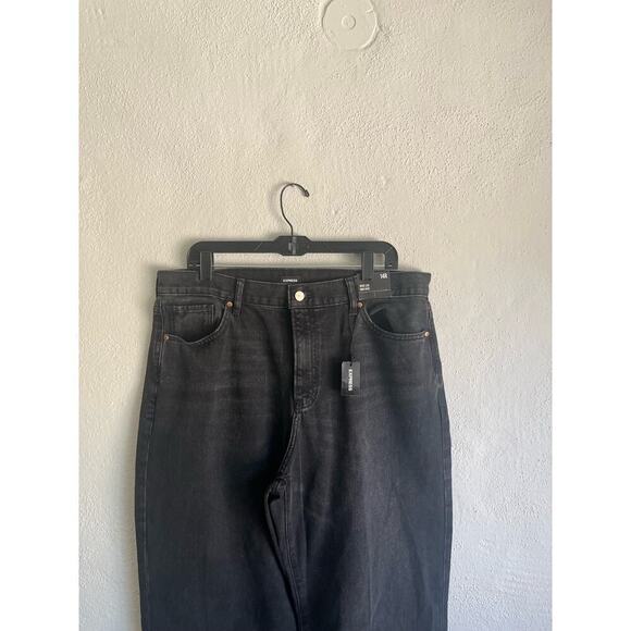 Express Woman Black High Waisted Washed Black Wide Leg Jeans, Size 14R - Picture 5 of 10